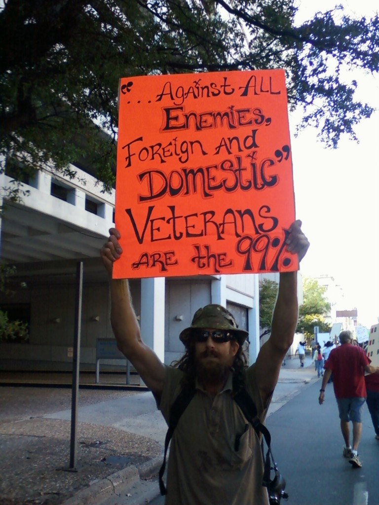 The protest brought together people of all ages, races, religions and walks of life, including this veteran.