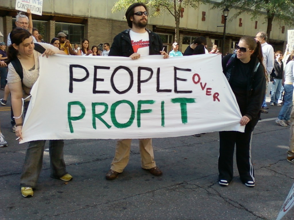 People around the world are showing more concern about corporate greed. (photo by Sitton)